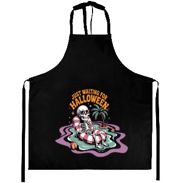 Discover Chill Skeleton Halloween Vibes Aprons
