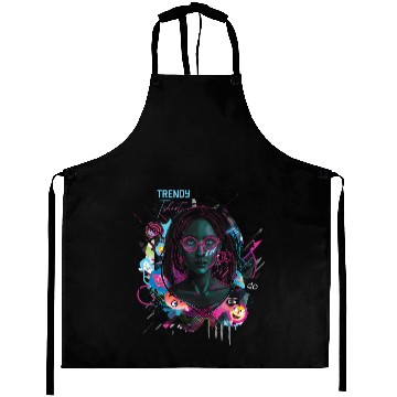 Discover Neon Cyberpunk Female Digital Art Aprons