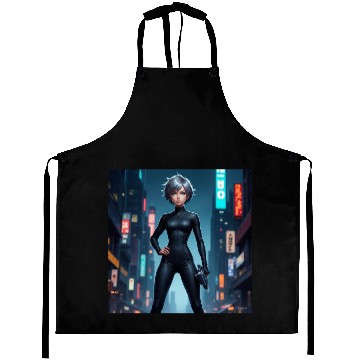 Discover Futuristic Cyberpunk Heroine Design Aprons