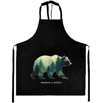 Discover Forest Bear Nature Illustration Aprons
