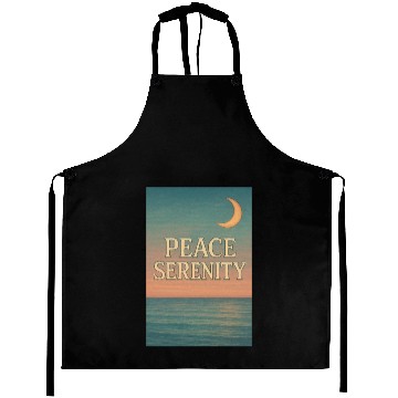 Discover Peace Serenity Vintage Ocean Aesthetic Art Aprons