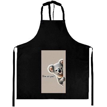 Discover Cute Koala Peeking Card Design Aprons