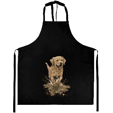 Discover Joyful Golden Retriever Splash Design Aprons
