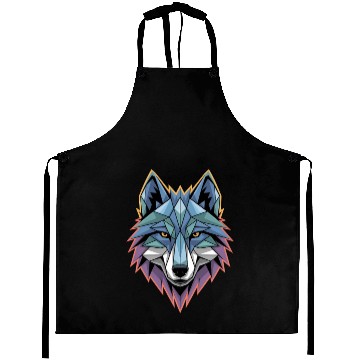Discover Geometric Wolf Head – Bold Polygon Animal Design Aprons