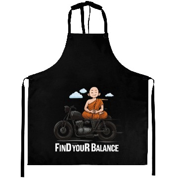 Discover Meditative Monk on Motorcycle Design Aprons