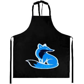 Discover Dynamic Blue Fox Emblem Design Aprons