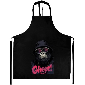 Discover Hip Gorilla with Sunglasses and Hat Aprons