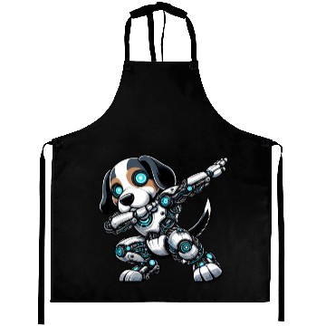 Discover Cool beagle robot astronaut dabbing cartoon Aprons