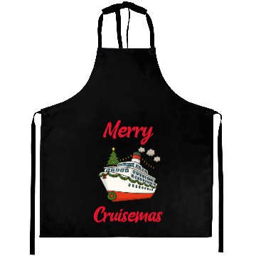 Discover Festive Cruise Ship Christmas Design Aprons