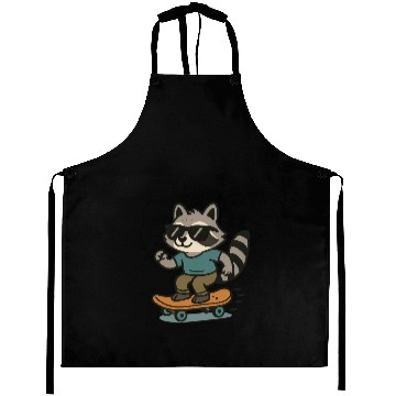 Discover Cool Raccoon on Skateboard Aprons