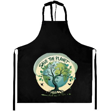 Discover Earth Tree Save the Planet Illustration Aprons