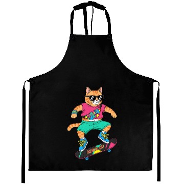 Discover Radical Retro Skater Cat Aprons