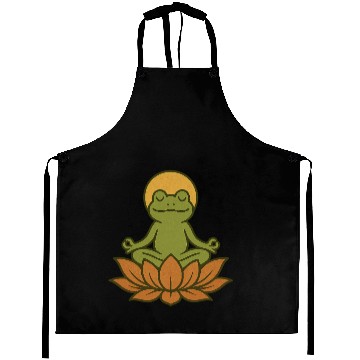 Discover Serene Lotus Frogs Meditation Design Aprons