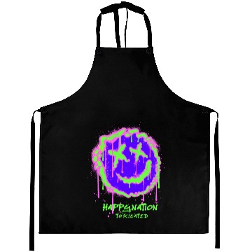 Discover Neon Graffiti Smile Face Design Aprons