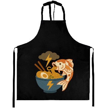 Discover Electrified Fish Ramen Illustration Aprons