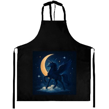 Discover Magical Winged Unicorn Under Moonlight Aprons