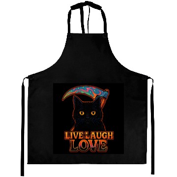 Discover Black Cat Psychedelic Live Laugh Love Aprons