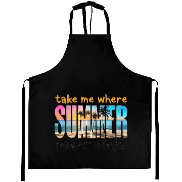 Discover Sunset Beach Paradise Typography Aprons