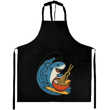 Discover Playful Shark Enjoying Ramen Aprons