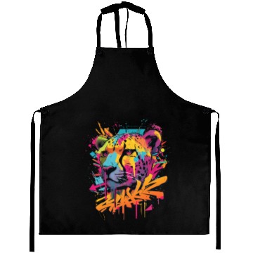 Discover Vivid Graffiti Cheetah Art Aprons