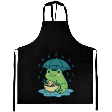 Discover Kawaii Frog with Umbrella and Noodles Aprons