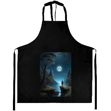 Discover Lunar Night Cliff Landscape Aprons