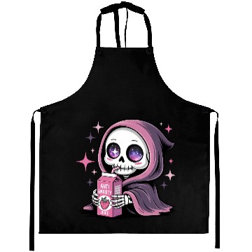 Discover Cosmic Skeleton Drinking Strawberry Juice Aprons