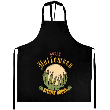 Discover Halloween Moon Hand Illustration Aprons