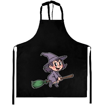 Discover Whimsical Witch on a Broomstick Aprons