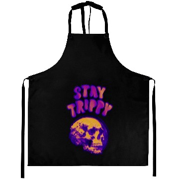 Discover Stay Trippy Psychedelic Skull Design Aprons