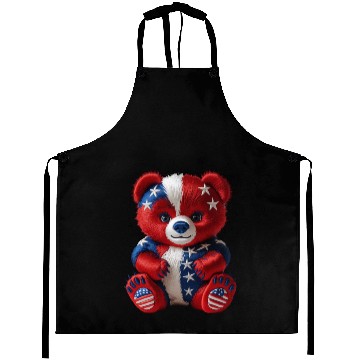 Discover Patriotic Bear in Stars and Stripes Aprons