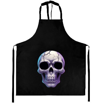 Discover Cracked Midnight Skull Illustration Aprons