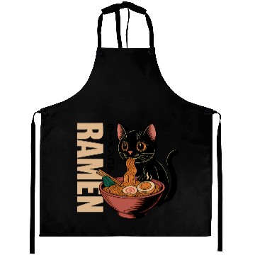 Discover Black Cat Ramen Illustration Aprons