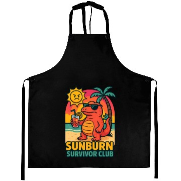 Discover Sunburn Survivor Club Cartoon Design, Summer Aprons