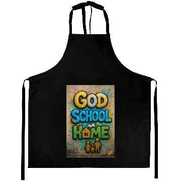 Discover Vibrant Graffiti Style God School Home Design Aprons