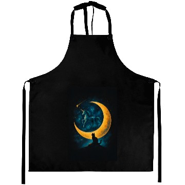 Discover Magical Unicorn and Cat Night Scene Aprons
