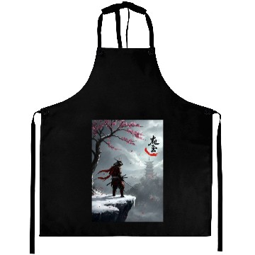 Discover Samurai Warrior Under Cherry Blossom Tree Aprons