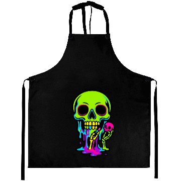 Discover Neon Melting Skull with Small Skeleton Aprons