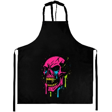 Discover Neon Graffiti Skull Art Aprons