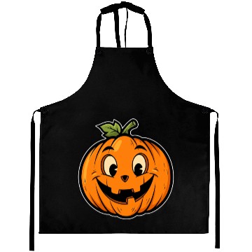 Discover Playful Jack-o'-Lantern Cartoon Design Aprons