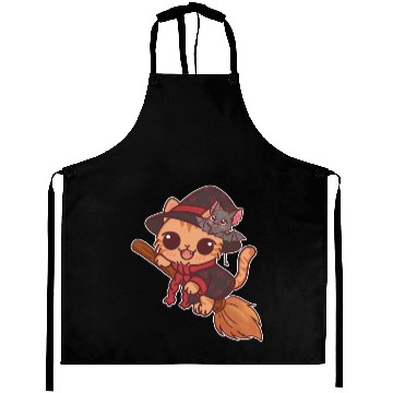 Discover Enchanted Witch Cat with Bat Companion Aprons