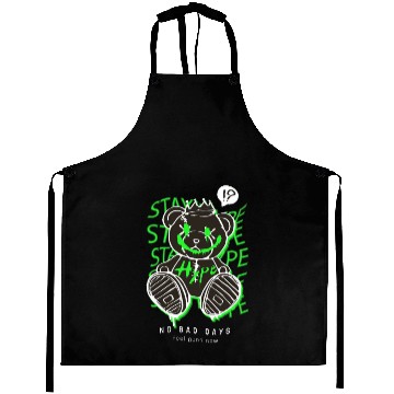 Discover Neon Green Grunge Teddy Bear Design Aprons