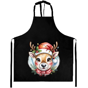 Discover Cute Rudolph Reindeer Watercolor Christmas Art Aprons
