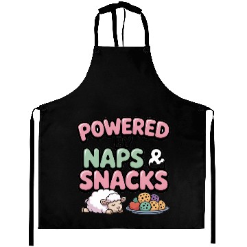 Discover Powered by Naps and Snacks Illustration Aprons