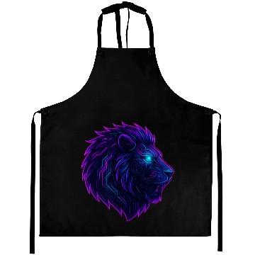 Discover Neon Roar Cyberpunk Lion Head Aprons
