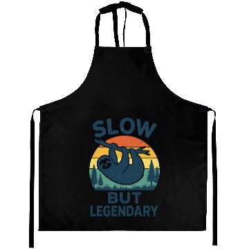 Discover Legendary Sloth Sunset Illustration Aprons