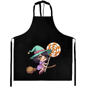 Discover Whimsical Witch on Broomstick Aprons
