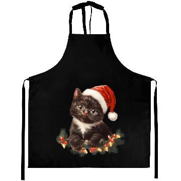 Discover Festive Black Cat Christmas Edition Aprons