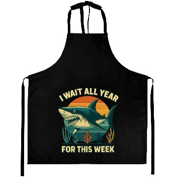Discover Shark Retro Sunset Bold Ocean Predator  Aprons