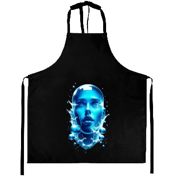 Discover Futuristic Water-Alien Portrait Aprons